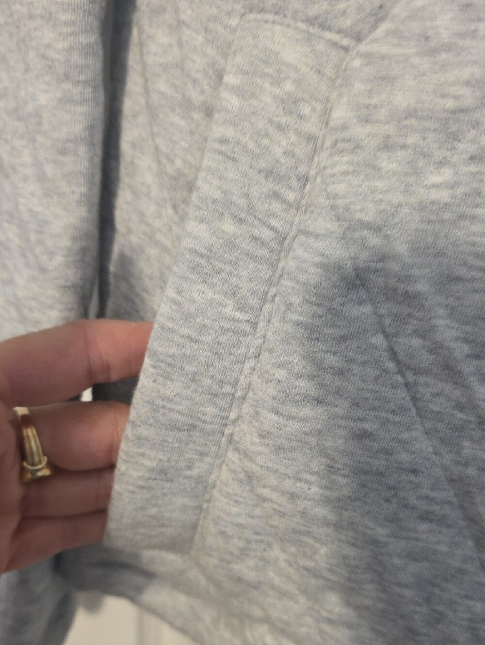 Lands' End Quilted Crew Pullover in Light Gray - Picture 3 of 5